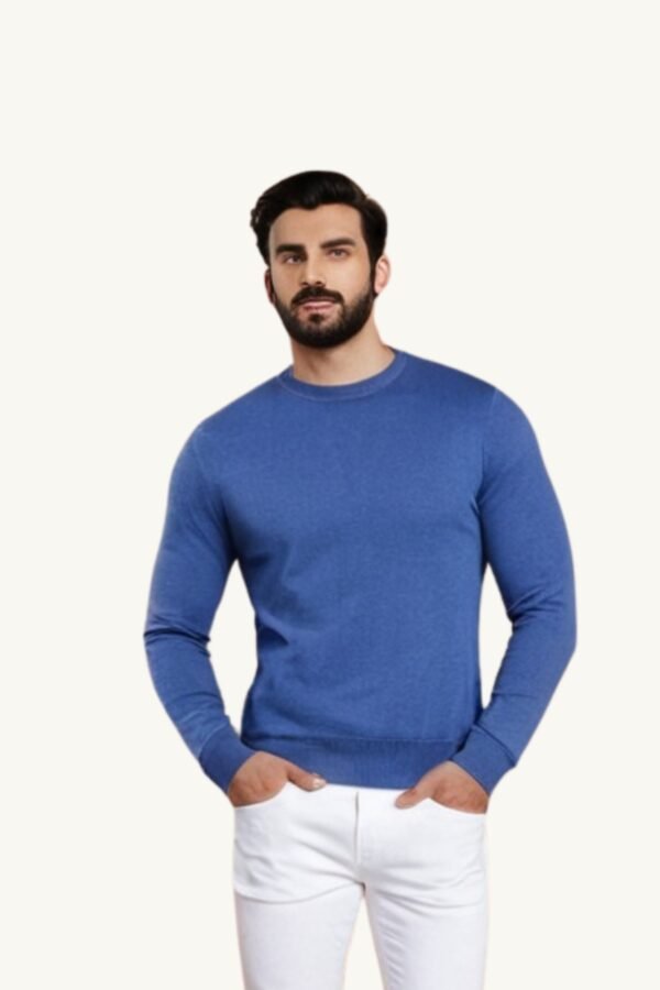 Classic Blue Men's Crew Neck Sweater - Asl Crystal