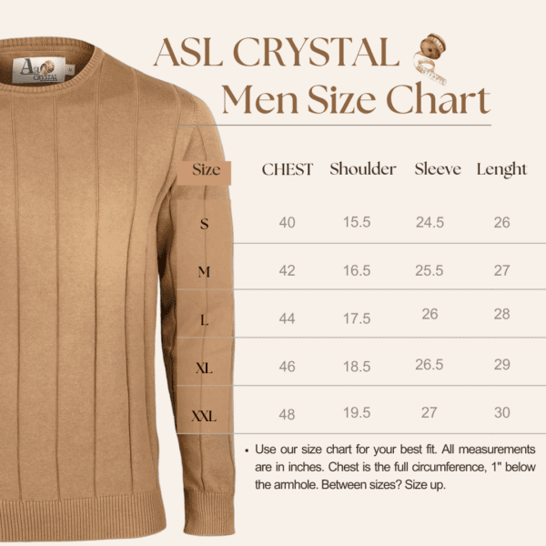 Asl Crystal Men's Classic Crew Neck Sweater in Olive Green - Image 5