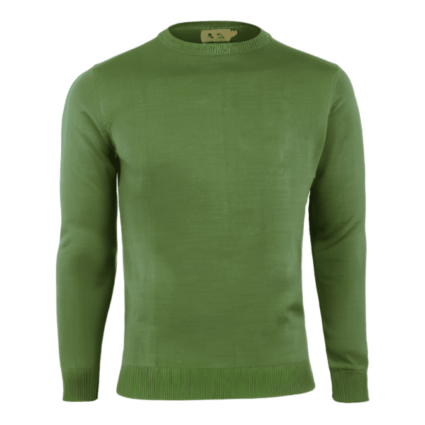 Asl Crystal Men's Classic Crew Neck Sweater in Olive Green - Image 2