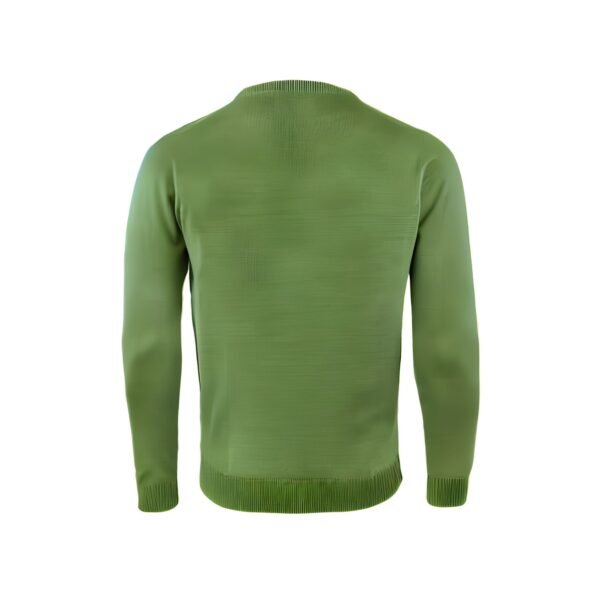 Asl Crystal Men's Classic Crew Neck Sweater in Olive Green - Image 3