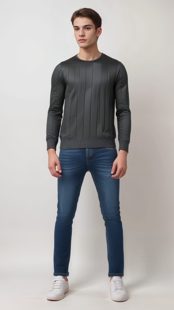 Asl Crystal Men's Classic Fit Ribbed Knit Sweater - Image 4